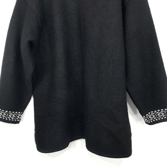 Icelandic Design Black White Nordic Design 100% Wool Sweater Coat - Picture 12 of 16